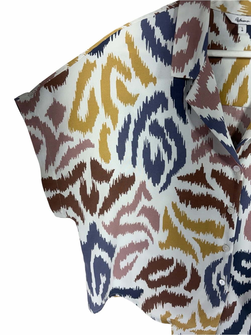 REITMANS Printed Short-Sleeve Tie-Front Button Shirt - Multicolor size large - Picture 6 of 10